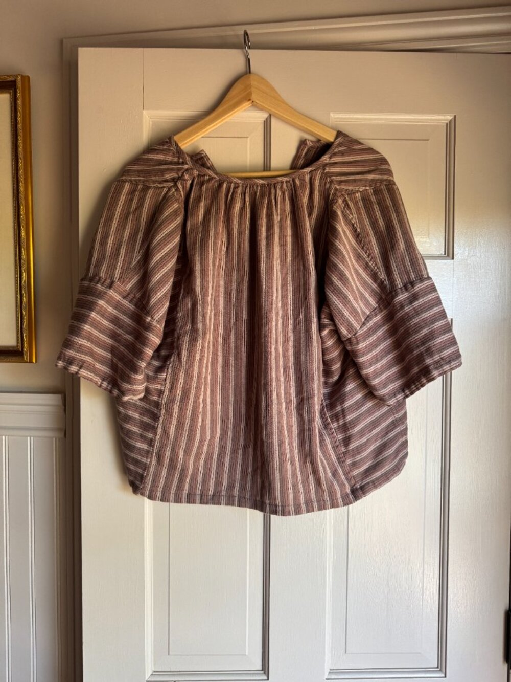 Ace & Jig 100% Cotton Contemporary Boho Striped Button-down Short Sleeve Top - Picture 5 of 5